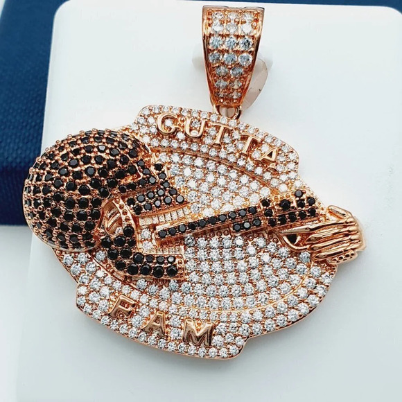 "14K Gold Plated Cubic Zircon Pendant, INUS1BR268